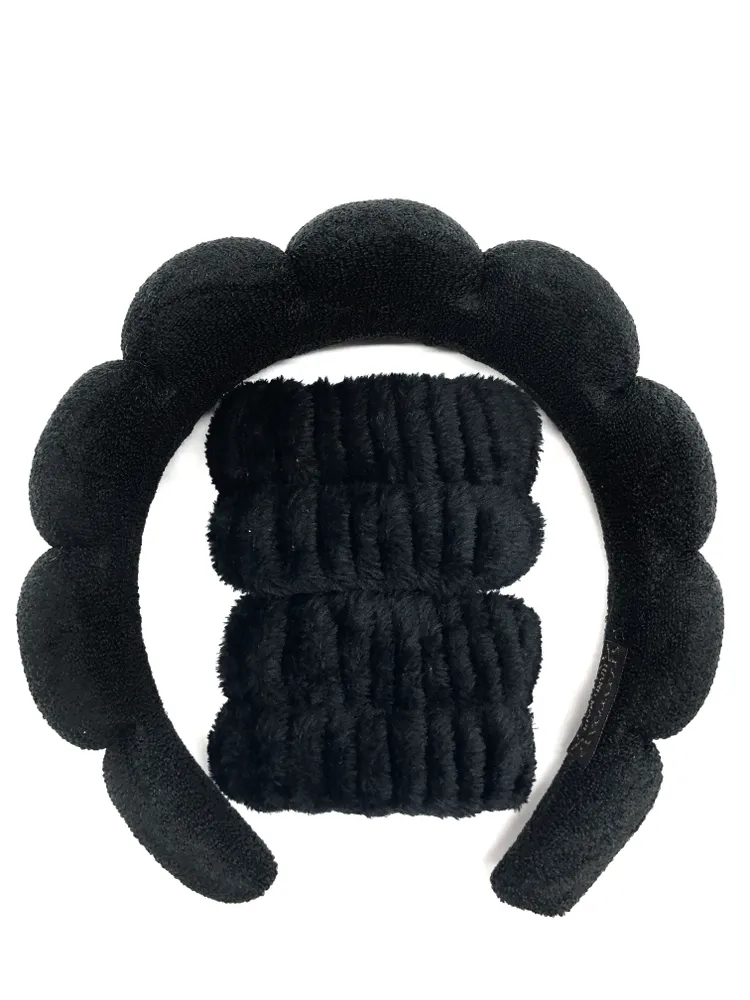 Набор для умывания ободок+нарукавники арт.n454 черный Набор для умывания ободок+нарукавники арт.n454 черный