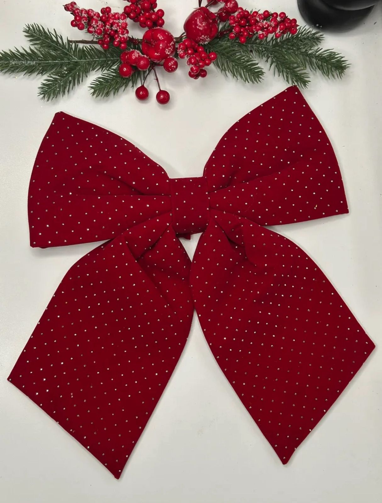 Бант новогодний со стразами красный арт.6224-6 Бант новогодний со стразами красный арт.6224-6