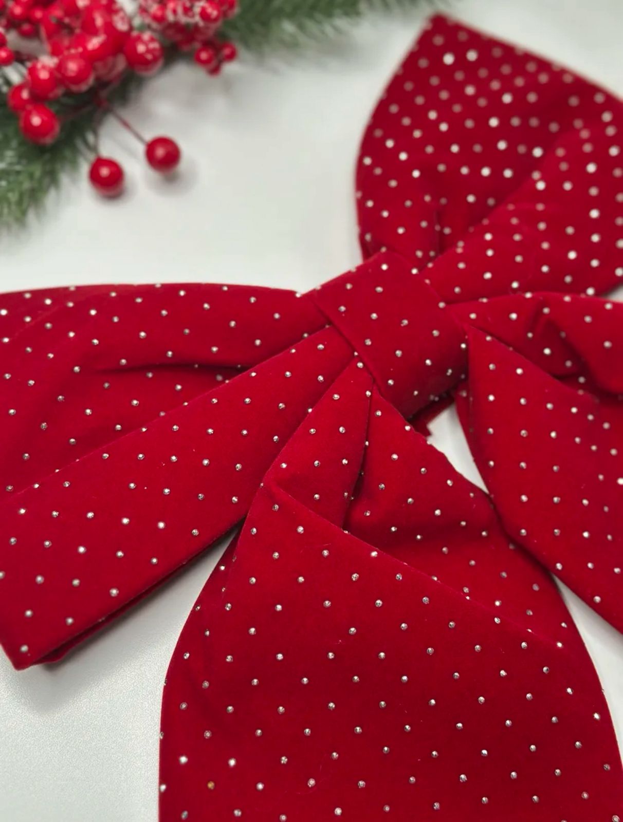 Бант новогодний со стразами красный арт.6224-6 Бант новогодний со стразами красный арт.6224-6