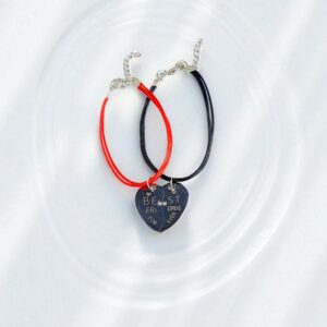 Браслеты парные на шнурке с магнитом сердце Best Friends Forever арт.tr1831 серебро