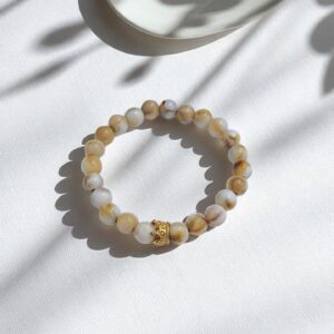 Браслет с мраморными бусинами арт.tr2154 бело-коричневый