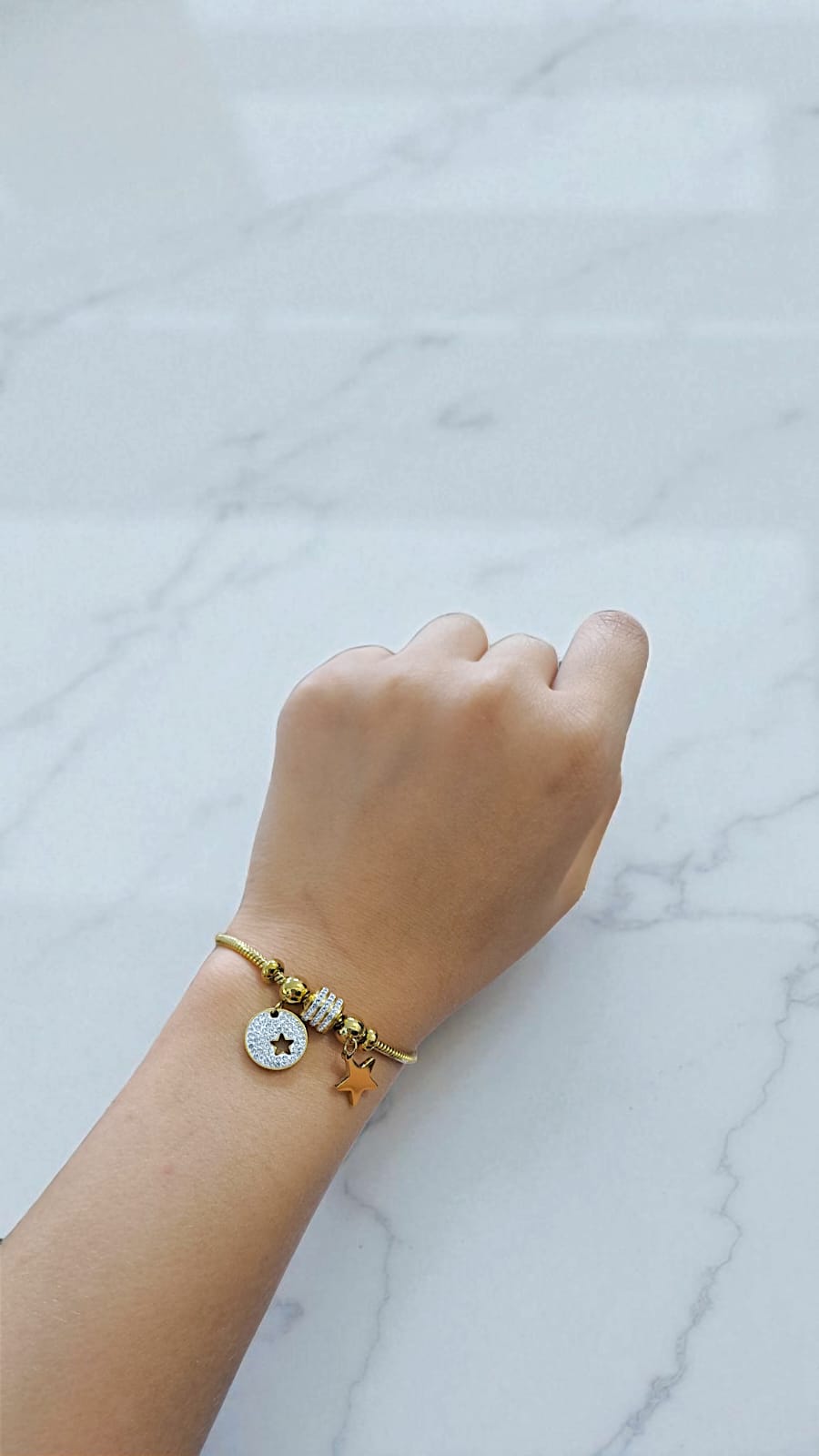 Браслет титан под Pandora со звездочками арт.tr1844 золото Браслет титан под Pandora со звездочками арт.tr1844 золото