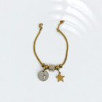 Браслет титан под Pandora со звездочками арт.tr1844 золото