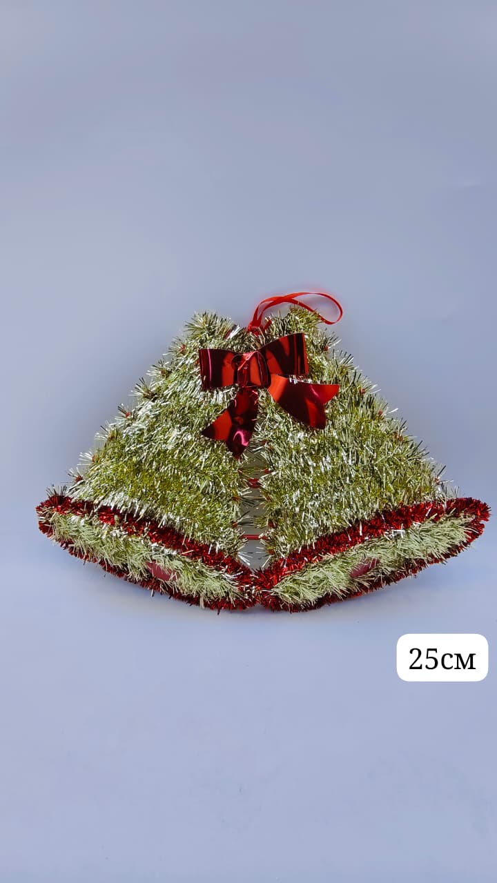 Декор новогодний Колокольчики с мишурой арт.6394-18 1200тг Декор новогодний Колокольчики с мишурой арт.6394-18 1200тг