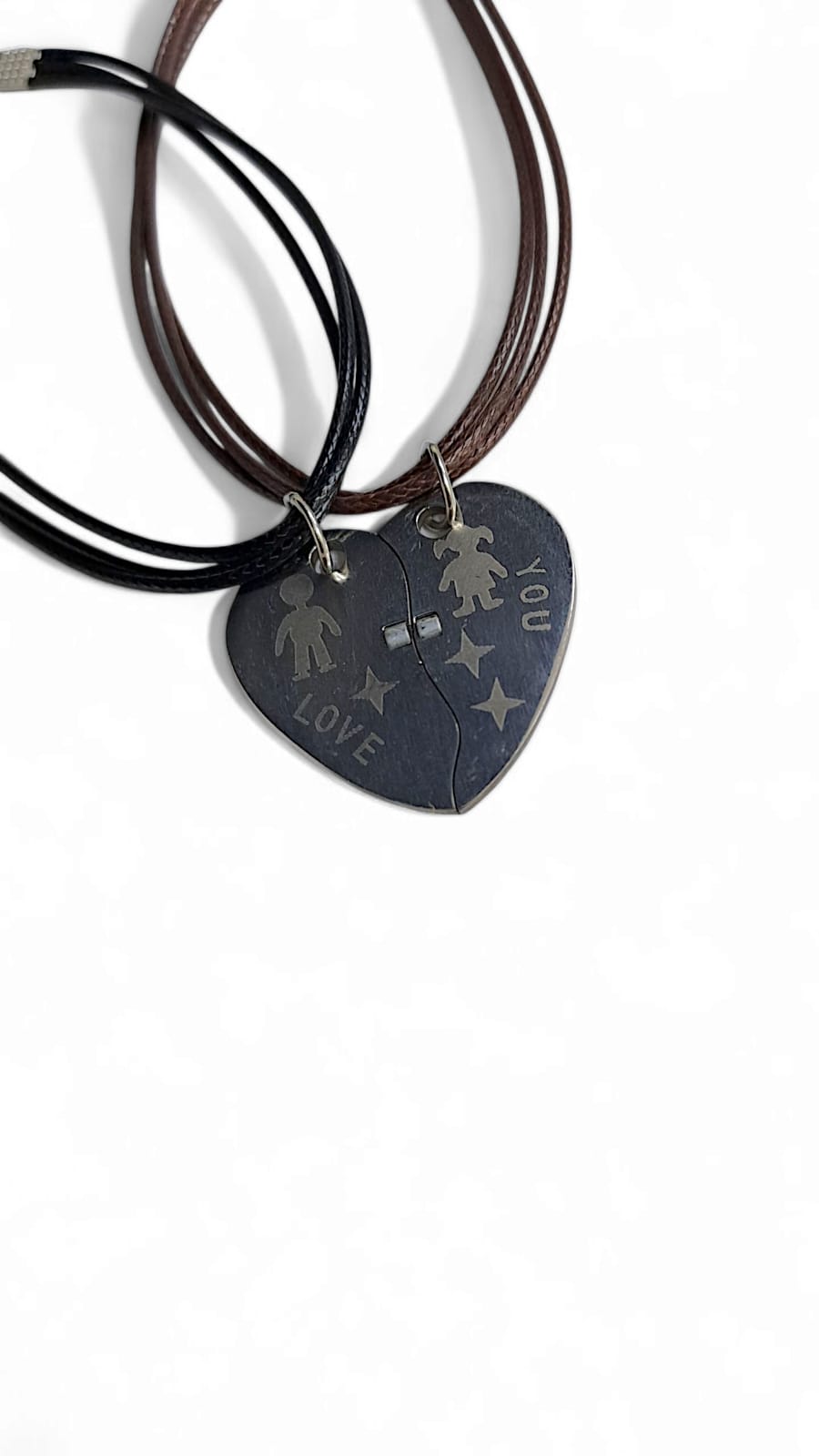 Браслеты парные на шнурке с магнитом сердце Love You арт.tr1829 серебро Браслеты парные на шнурке с магнитом сердце Love You арт.tr1829 серебро