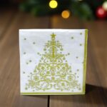 Салфетки новогодние 16,5*16,5см уп 20шт белые с елкой
