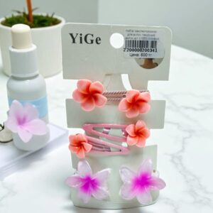 Набор заколки+резинки для волос гавайский цветок арт.tr1550 розовый