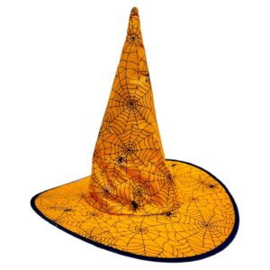 Шляпа ведьмы с пауками арт.tr3045 оранжевая