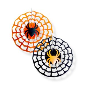 Декор бумажный паутина с пауком 2шт арт.tr3034 черная и оранжевая