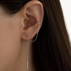 Серьги каффы с цепью протяжка арт.tr2189 серебро
