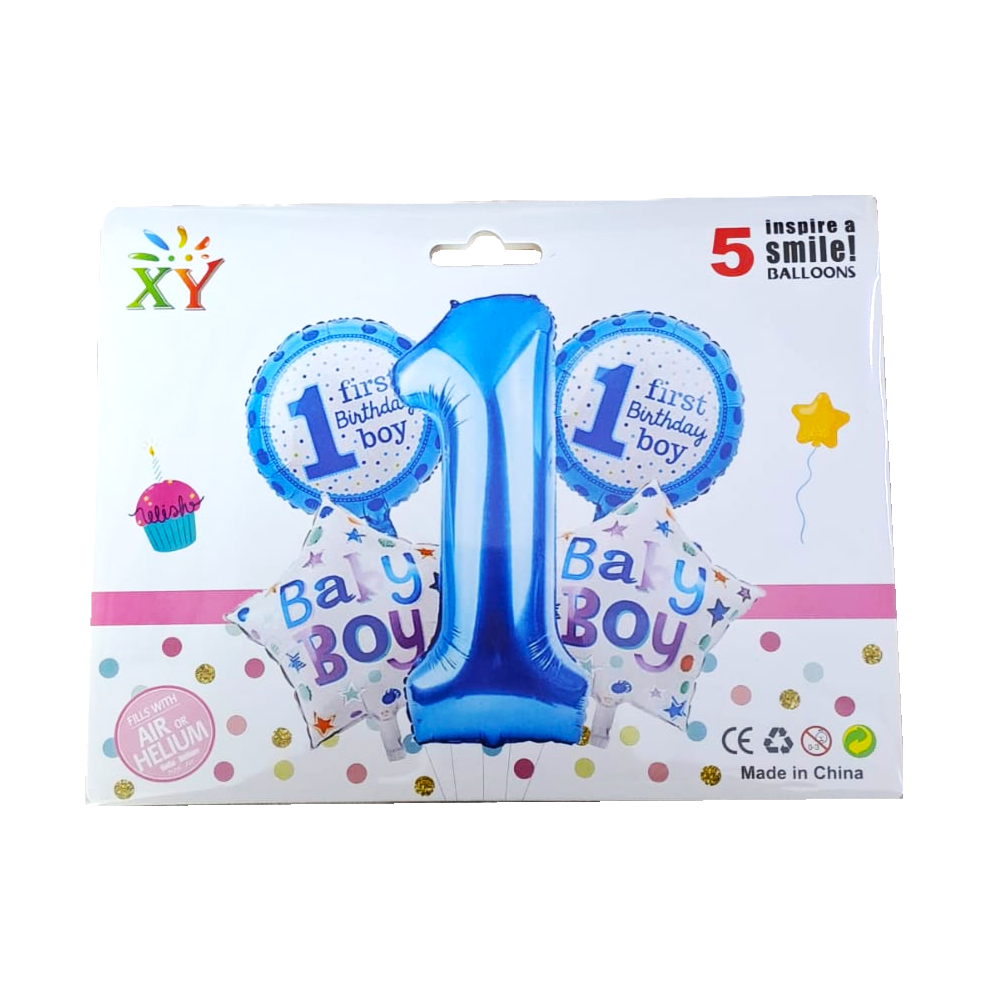 Шары фольга набор 1 first Birthday Boy уп 5шт арт.xy-0049 Шары фольга набор 1 first Birthday Boy уп 5шт арт.xy-0049