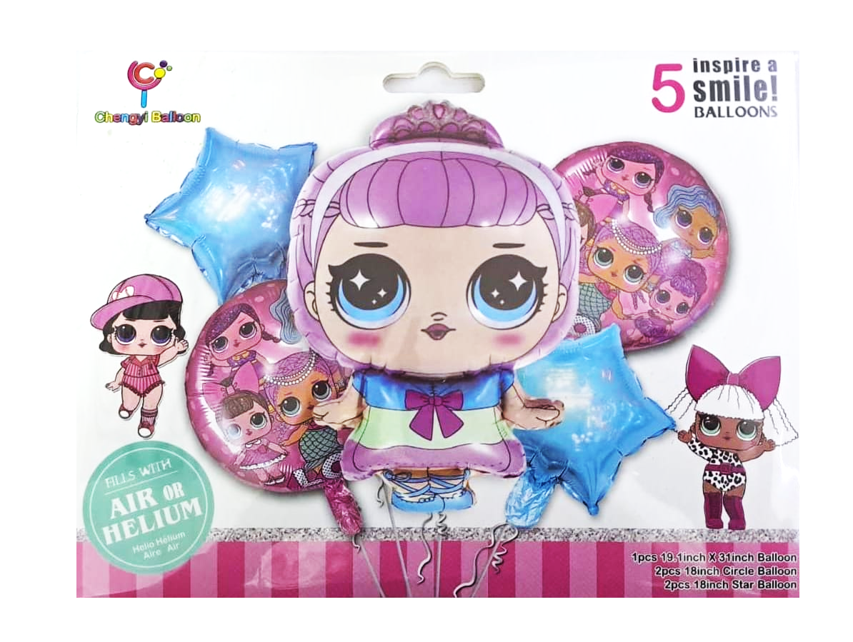 Шары фольга набор Кукла Лол уп 5шт арт.zcs1365-2533 Шары фольга набор Кукла Лол уп 5шт арт.zcs1365-2533