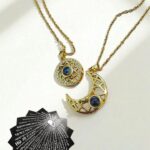 Кулоны парные титан проектор Солнце и Луна на магнитах арт.tr2093 золото