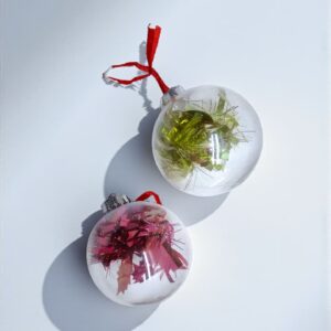 Елочная игрушка Шар прозрачный с мишурой 1200тг