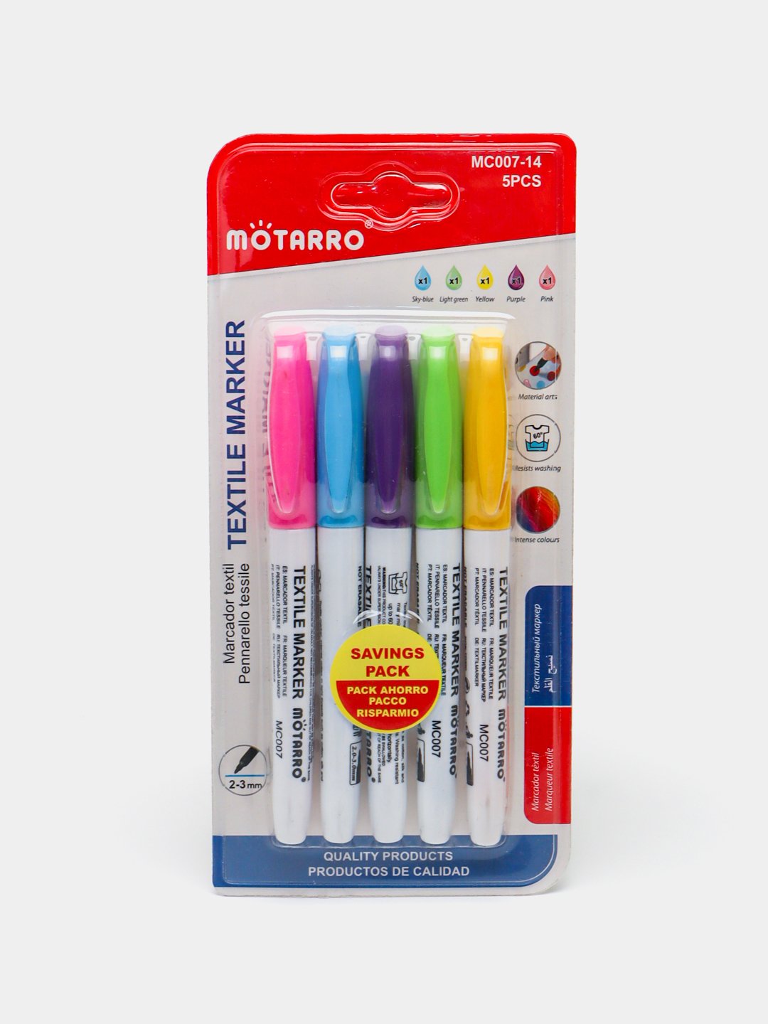 Набор маркеров по ткани Motarro 5цв арт.mc007-14 Набор маркеров по ткани Motarro 5цв арт.mc007-14