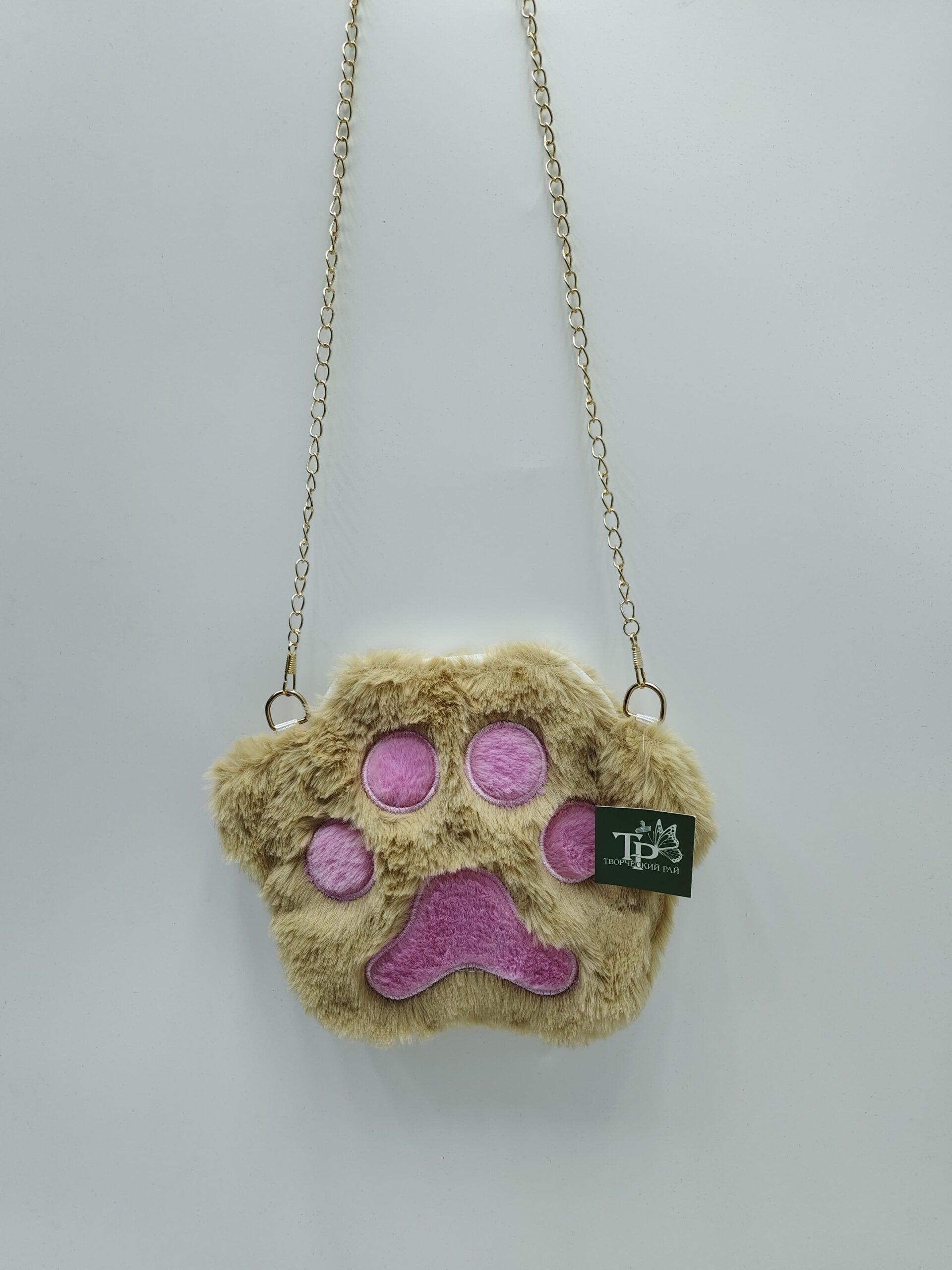 Сумка мех Лапка 23*16см арт.5516 коричнево-розовая Сумка мех Лапка 23*16см арт.5516 коричнево-розовая