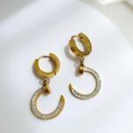 Серьги титан круглые гвозди со стразами арт.tr1965 золото