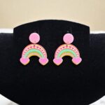 Серьги акрил Радуга с сердцами арт.tr2197