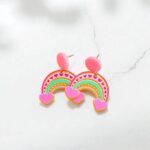 Серьги акрил Радуга с сердцами арт.tr2197