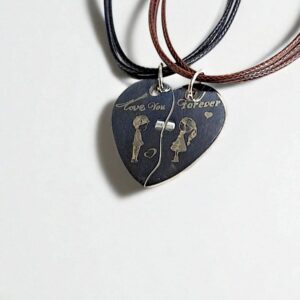 Браслеты парные на шнурке с магнитом сердце Love You Forever арт.tr1830 серебро