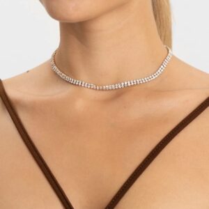 Чокер стразы 2ряда арт.tr2018 серебро