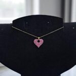 Кулон на шею титан Сердце с розовыми стразами арт.tr2089 золото