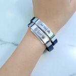 Браслеты парные каучук Her King/His Queen арт.tr2155 серебро