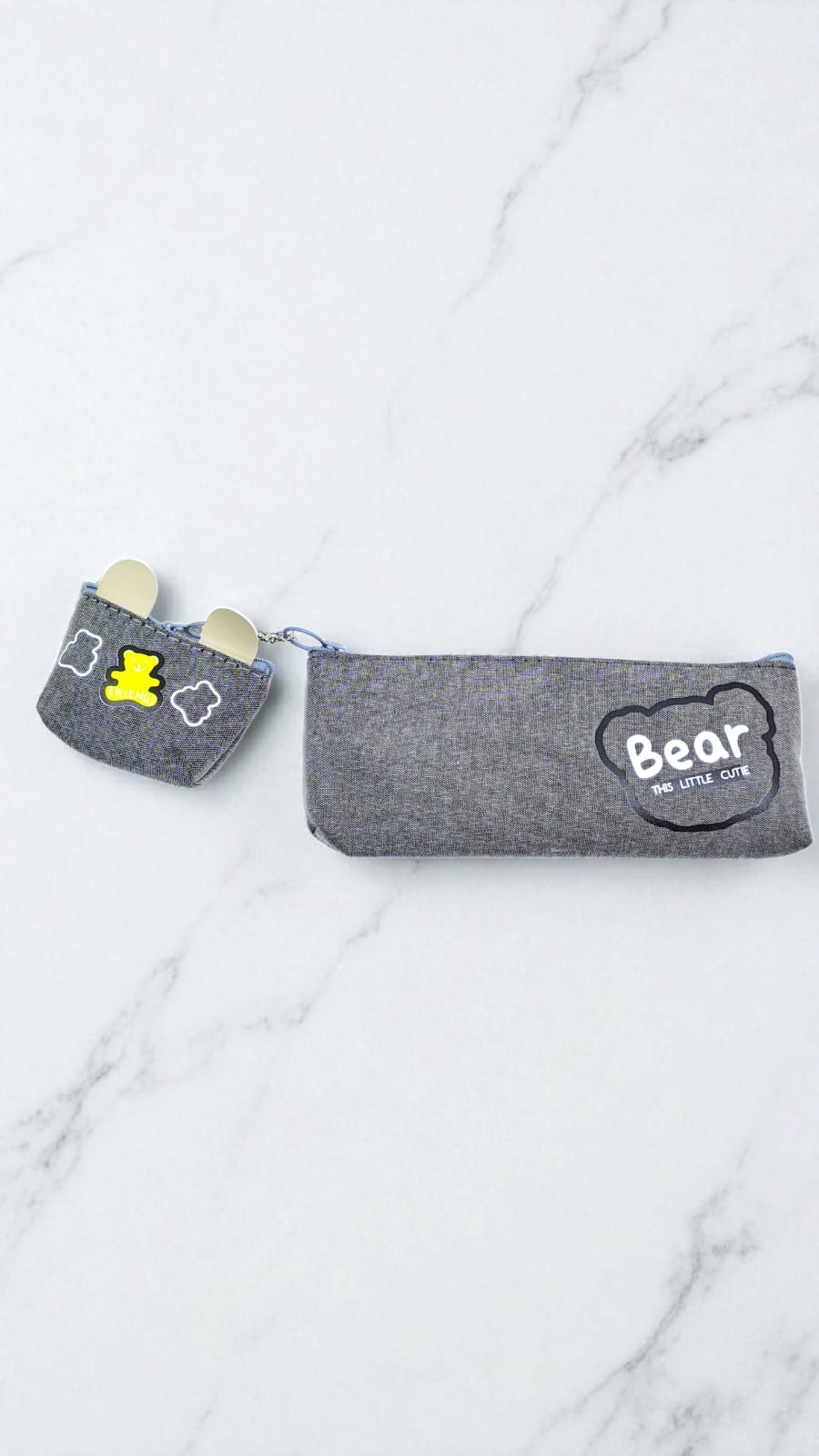 Пенал+кошелечек с мишками Bear this little cutie арт.124 серый Пенал+кошелечек с мишками Bear this little cutie арт.124 серый