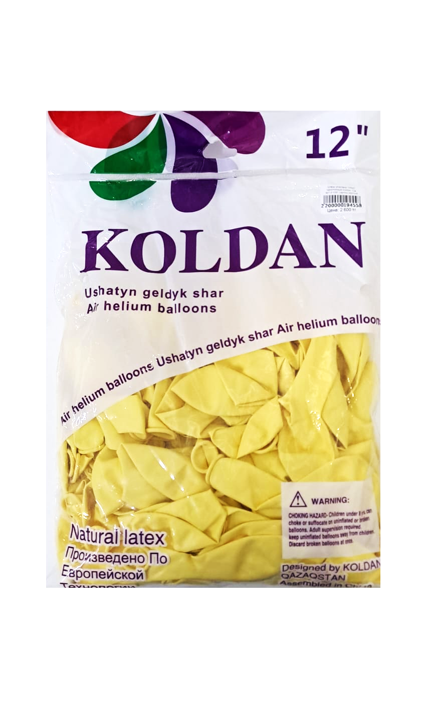 Шары упаковка 100шт однотонные Koldan 12д арт.tr1081 светло-желтые Шары упаковка 100шт однотонные Koldan 12д арт.tr1081 светло-желтые