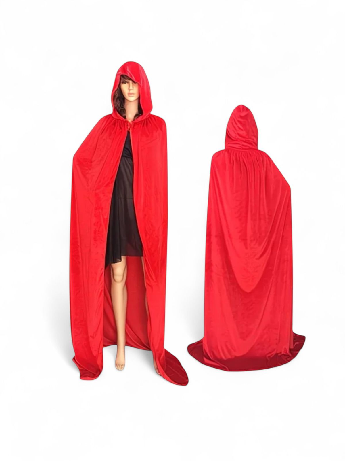 Плащ бархат с капюшоном 160см арт.tr3017 красный Плащ бархат с капюшоном 160см арт.tr3017 красный