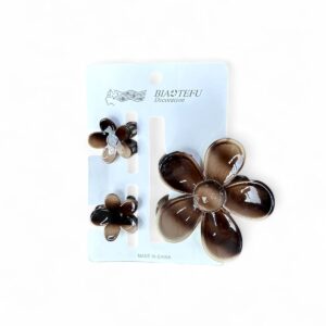 Крабик Цветок 3-7см уп 3шт арт.tr2532 черный с бежевым