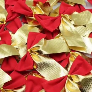 Бантики новогодние красно-золотые арт.6372-34