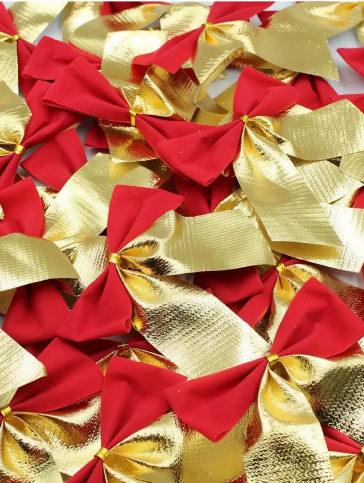 Бантики новогодние красно-золотые арт.6372-34 Бантики новогодние красно-золотые арт.6372-34