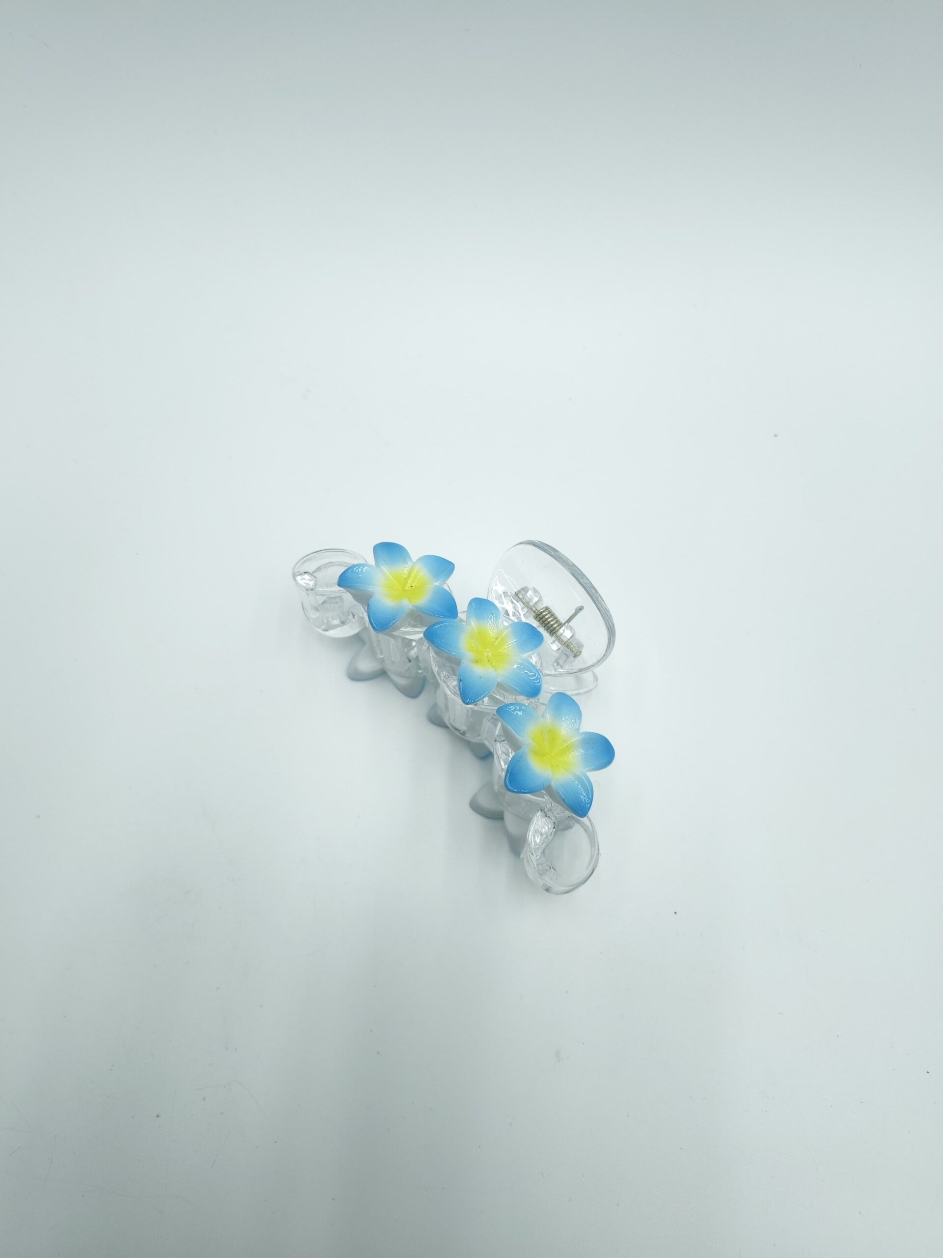 Крабик прозрачный с гавайскими цветами 10*5см арт.3908-3 голубой Крабик прозрачный с гавайскими цветами 10*5см арт.3908-3 голубой