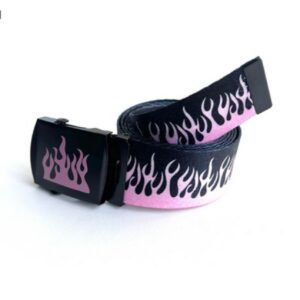 Ремень тканевый Пламя черно-розовый арт tr.765
