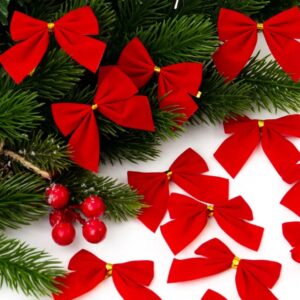 Бантики новогодние красные 12шт арт.6372-37