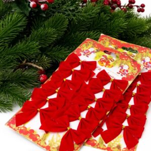 Бантики новогодние красные 12шт арт.6372-37