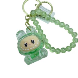 Брелок шейкер Лабубу с бусами 4,5см арт.tr1874 зеленый