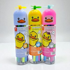 Фломастеры в тубе уточки с пропейлером 12шт арт.1999 ассорти