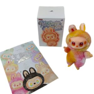 Брелок мягкий Лабубу 17см арт.tr1309 желто-розовый