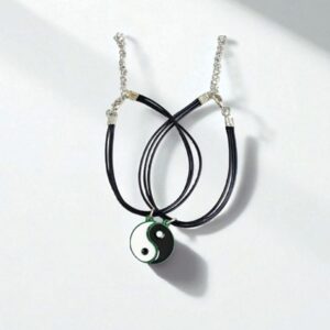 Браслеты парные Инь Янь на шнурке арт.tr1858 зеленый