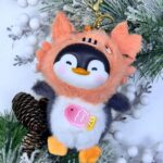 Брелок мягкий Пингвин арт.tr2755 в персиковом капюшоне