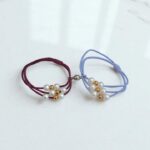 Браслеты парные с бусинами и магнитом арт.tr2138 голубой с бордовым