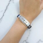 Браслет силиконовый регулируемый с металлической вставкой автограф "BTS-JIN" арт.tr2061 серебро