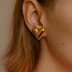 Серьги Сердце титан 2см арт.tr1754 золото