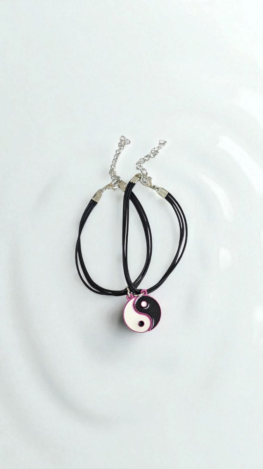 Браслеты парные Инь Янь на шнурке арт.tr1859 розовый Браслеты парные Инь Янь на шнурке арт.tr1859 розовый