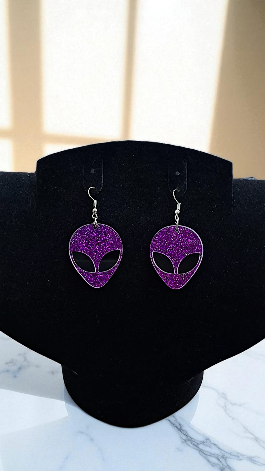 Серьги Хэллоуин голова НЛО арт.tr2196 черно-фиолетовые с блестками Серьги Хэллоуин голова НЛО арт.tr2196 черно-фиолетовые с блестками