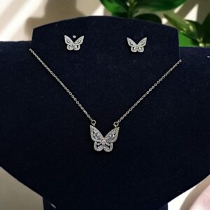 Набор титан 2в1 цепочка+серьги бабочки со стразами арт.tr2070 золото