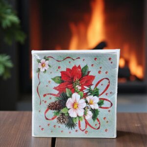 Салфетки новогодние 16,5*16,5см уп 20шт Пуансеттия