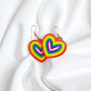 Серьги акрил радужные сердца арт.tr2199